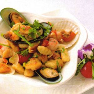 Potato Gnocchi with Seafood Stir-fry